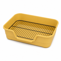 Toilette pour chien à ouverture frontale, bac à litière pour animaux de compagnie en PP, design profond avec grille en fer pour petits chiens et chiots