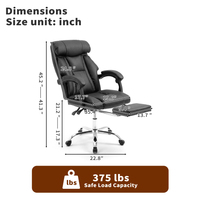 Chaise de bureau exécutive moderne à hauteur réglable avec repose-pieds, dossier haut inclinable pour bureau à domicile
