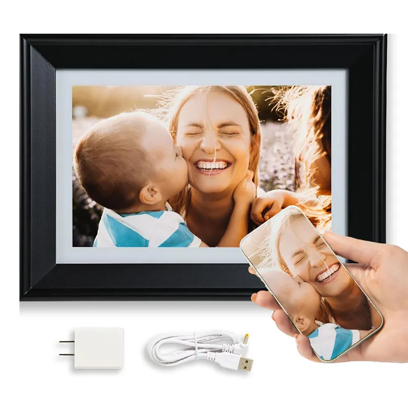 Approvisionnement d'usine en vrac 10 pouces WiFi LCD Cloud téléchargement vidéo Frameo cadre photo photo numérique