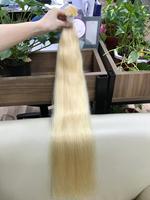 Extensions de cheveux 100% naturels vietnamiens Remy, teintes blond 613, lisses, double trame, 100g, vierges, longueur 6-32 pouces