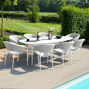 Metal bahçe mobilyaları veranda 6-8 koltuk dikdörtgen yemek seti alüminyum açık masa ve sandalyeler - Product Image 5