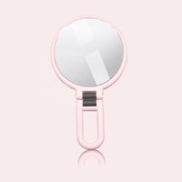 Miroir de bureau portable multifonctionnel pliable avec poignée, outils de maquillage LED, loupe double face, cadre compact, mini cosmétique