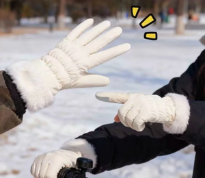 Gants d'hiver pour femmes avec écran tactile - Doublure en polaire épaisse, coupe-vent, imperméable, multifonctionnel, écologique pour le cyclisme et les loisirs - Product Image 4