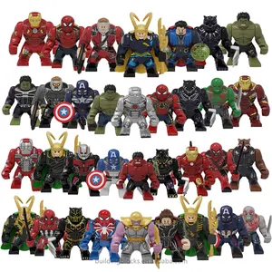 Figuras de bloques de construcción de personajes de películas para niños, juguete de bloques de construcción de figuras de personajes de Loki, Spider, Iron Thor, Plástico