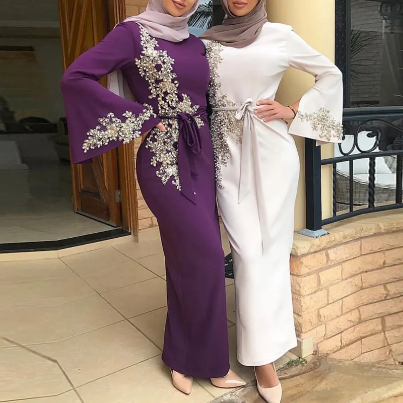 Gaun Abaya Islami M-3XL Wanita Arab Kaftan Kaftan Malaysia Abaya Dubai Turki Wanita Pakaian Wanita Gaun Muslim