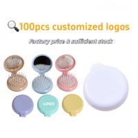 Peigne de massage pliable portable mini en ABS, couleurs bonbon, avec coussin d'air intégré et miroir pour cuir chevelu, pour femmes, usage domestique