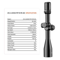 Lunette de tir tactique abordable T-eagle ZS 6-24X50FFP pour la chasse, visée optique longue portée avec monture 30 mm et fonction Zero Stop