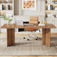 Bureau de direction spacieux Table de patron en bois robuste Bureau de travail à grande surface pour bureau Table administrative haut de gamme