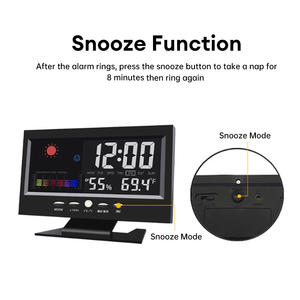Wholesale <b>Digital</b> Alarm <b>Clock</b> Multifunction Weather Station Time Temperature Humidity Display with Sound Control for Indoor - Product Image 6