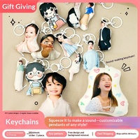 Porte-clés personnalisé DIY avec votre photo, pendentif en peluche parlant et sonore, breloque vocale de 10 cm en coton PP pour cadeau d'anniversaire de couple