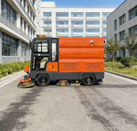 AOMAN Balayeuse de voirie mini électrique à quatre roues motrices avec bras télescopique, brosse à rouleau, moteur et engrenages multifonctionnels