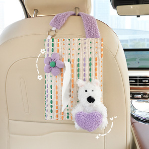 Car Seat Back Hanging Tissue <b>Box</b> Fabric Multifunction Dual Purpose Vehicle <b>Heart</b> <b>Shape</b> Cute Puppy Design - Product Image 3