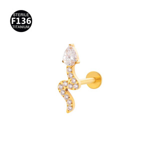 <span class=keywords><strong>Piercing</strong></span> de <span class=keywords><strong>Labio</strong></span> y Oreja de Aleación de Titanio F136 con Diseño de Corona <span class=keywords><strong>en</strong></span> Forma de Ojo de Caballo, Cruz y Diente de Serpiente, con Rosca Interna - Product Image 3