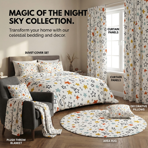 Комплект постельного белья и текстиля из 100% полиэстера с принтом «Звезды» для детей, на заказ, современный, всесезонный, OEM, любой размер - Product Image 5