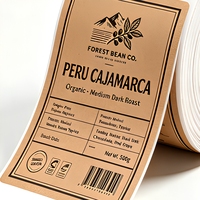 Étiquettes autocollantes personnalisées en vinyle imperméable pour café (rouleau d'étiquettes) pour l'emballage alimentaire