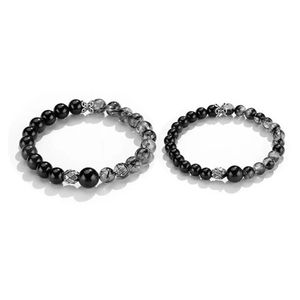 Модный трендовый браслет круглой формы с черными хрустальными бусинами для пар - подарок на День святого Валентина - Product Image 4