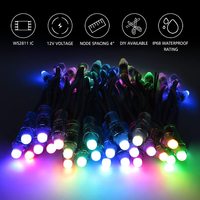 Etop DC12V 12mm WS2811 RGB 18awg kawat hitam Rgb warna penuh Ip68 peluru Led Pixel lampu tahan air fleksibel lampu Led String
