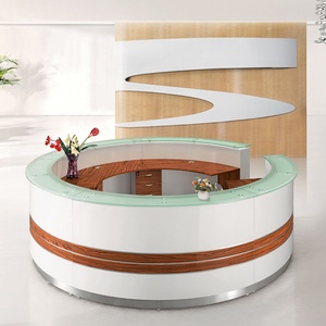 Luxury White <b>Artificial</b> <b>Stone</b> Countertops Beauty Salon Reception Desk - Product Image 4