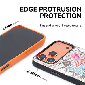 Étui de téléphone en <span class=keywords><strong>cuir</strong></span> de luxe avec impression florale 3D en relief, effet broderie, motif rose, vintage, antichoc, impression peinture à l'huile - Product Image 6