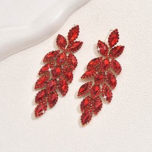 Pendientes Largos Elegantes con Diseño de Hoja Grande y Diamantes, Estilo Europeo Americano, Favoritos de las Celebridades de Internet - Product Image 5