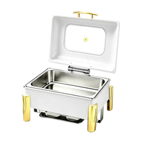 YITIAN Edelstahl Chafing Dish Weiß Buffet-Server mit Alkohol- oder Elektroheizung Speisenwärmer für Catering und Partys