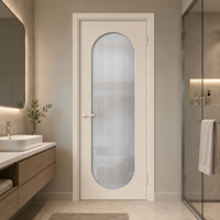 Set Pintu Interior Kaca Beralur Komposit Polimer Modern dengan Kaca Buram, Rangka, dan Perlengkapan Desain Privasi