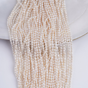Collier de perles d'eau douce en forme de riz de Zhuji, vente en gros, 2,5-3 mm, perles semi-finies naturelles pour la fabrication de bijoux DIY - Product Image 3