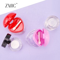 Mini contenants cosmétiques en plastique en forme de cœur avec pinceau, étui rond pour baume à lèvres, fard à paupières, blush et crème pour les joues