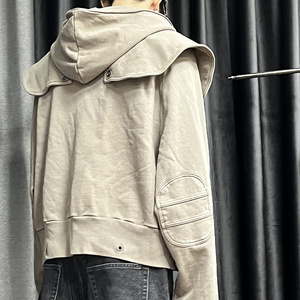 เสื้อแจ็คเก็ตฮู้ดดี้คาร์โก้สไตล์วินเทจแฟชั่นแนวสตรีท ล้างสีแบบแอซิด ซิปคู่ กระเป๋าหลายช่อง ผ้าฝ้าย 100% ผลิตตามแบบ ODM สำหรับผู้ชาย - Product Image 4