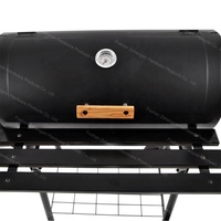 Barbecue à charbon de bois d'extérieur sur chariot avec fumoir décalé, pour jardin, terrasse et maison, pour la cuisson de viande