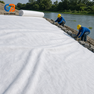 Tissu géotextile non tissé blanc perméable <span class=keywords><strong>pour</strong></span> le contrôle de l'érosion des murs de soutènement en gabions - Product Image 4