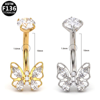 Gaby Bijoux de piercing en titane ASTM-F136 G23, barbell étoile zircon, piercing de nombril à filetage interne, anneau de nombril, bijoux de corps