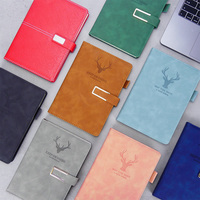 Carnet en cuir PU multicolore avec boucle métallique, motif cerf personnalisable, pour affaires et usage quotidien
