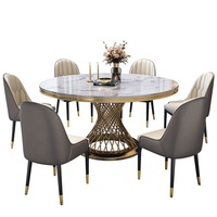 Ensemble de Table en marbre rond, 6 chaises, Design nordique, prix d'usine, moderne, salle à manger, mariage, Banquet, DTY006