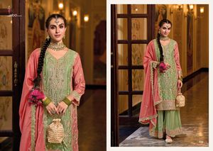Nouvelle Collection Chinon Lourd avec Broderie Fonctionne Salwar Kameez Costume pour Femmes Disponible au Prix d'Exportation - Product Image 3