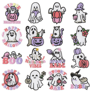 공장 직송 고품질 편안한 경량 할로윈 후드 패치 신상품 귀여운 만화 셰닐 패브릭 패치 - Product Image 1