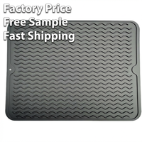 Grand tapis de séchage de vaisselle en silicone à motif ondulé, dessous de plat antidérapant résistant à la chaleur pour comptoir de cuisine, évier, facile à nettoyer, pliable