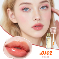 Minyak Bibir Bunga Berlapis Emas, Pelembap, Menutrisi, Perawatan Bibir Berkilau, Lip Gloss Efek Cermin untuk Perawatan Bibir, Label Pribadi