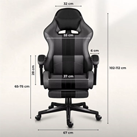Chaise de jeu industrielle en fer, pivotante, mécanisme d'inclinaison convertible, haute capacité de charge, cuir gris, extensible et pliable