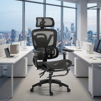 Silla de oficina giratoria ergonómica de malla con respaldo alto, reposabrazos 9D, reposacabezas ajustable y soporte lumbar bilateral para oficina en casa.