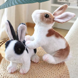 Personalizado nuevo peluche conejo de Pascua de peluche animal de peluche suave juguete de dibujos animados conejito de peluche blanco gris simulación conejo de juguete - Product Image 4