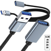 Cable de Extensión USB 3.0 de Alta Velocidad, Macho a Hembra, Carcasa de Aluminio, Carga Rápida de 3A, Cable de 5m para Teléfono Móvil y Banco de Energía