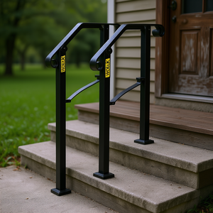 Rampe d'escalier extérieure en fer forgé noir Venor pour 1-2 marches, supports de porte - Product Image 2