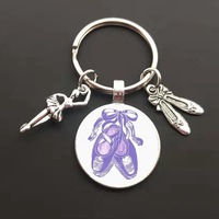 KC00024 Vente en gros, porte-clés en verre de ballet charmant et pas cher pour les danseurs