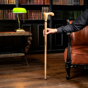 Handcrafted <b>Wooden</b> Walking Cane with Curved Ergonomic <b>Handle</b> Classic Walking Stick Vintage Style Handmade Cane Gift - Product Image 1