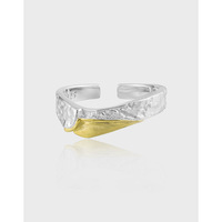 Conception originale de galvanoplastie, texture personnalisée, texture, irrégularité géométrique, bague circulaire en argent pur S925 pour femme