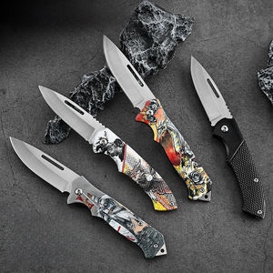 Hongrui cuchillo personalizado 3D impreso al aire libre Camping supervivencia todo mango de acero cuchillo plegable sin cerradura bolsillo caza cuchillos plegables - Product Image 2