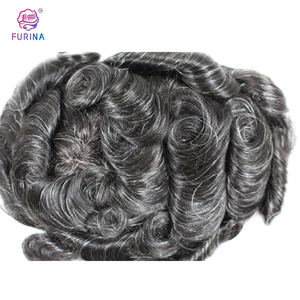 Prothèse capillaire homme en cheveux humains 100% naturels et durables, dentelle française blanchie parfaite, couleur 1B10 avec gris <span class=keywords><strong>blanc</strong></span> - Product Image 6