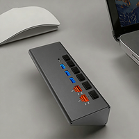 AOTECH KHB-14Z0 Hub USB 3.0 6-Port Tipe-C QC&PD20W Pengisi Daya Portabel Stasiun Daya Logam Garansi 12 Bulan Stok Tersedia Seluruh Dunia Colokan Universal