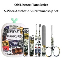 Ensemble de coupe-ongles Graffiti 6 pièces, ensemble de manucure portable créatif pour la maison et les voyages, outil de soin des ongles facile à ranger